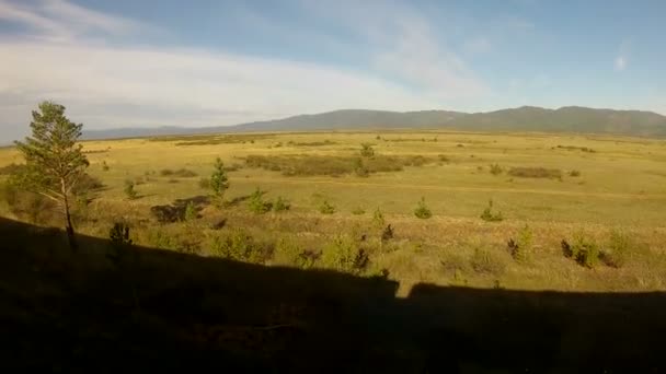 Tren con paisaje siberiano — Vídeos de Stock