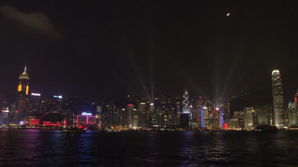 Hong Kong skyline in the evening — Stock Video