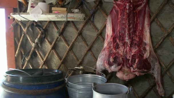 Pan from goat meat — Stock Video