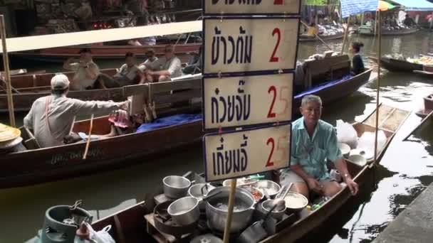 Damnoen Saduak schwimmender Markt — Stockvideo