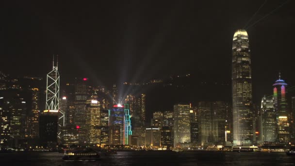 Гонконг skyline увечері — стокове відео