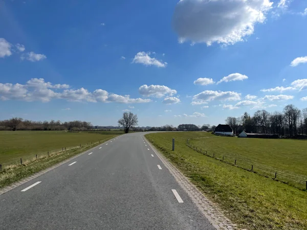Straße Auf Einem Deich Bei Terwolde Den Niederlanden — Stockfoto