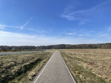 Hollanda Gelderland 'da Zeddam çevresinde bisiklet yolu