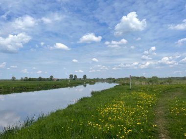 Hollanda 'da vechte' nin yanındaki yürüyüş yolu