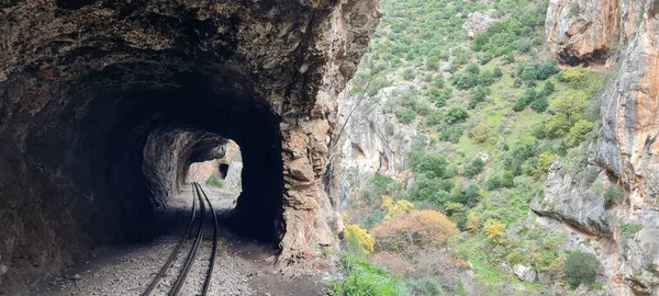 Σιδηροδρομική Γραμμή Διακοπτό Καλάβρυτα Ιστορική Σχάρα Στην Ελλάδα — Φωτογραφία Αρχείου