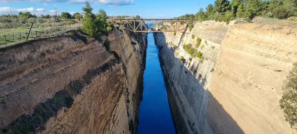 Bridge Corinth Canal Man Made Canal Greece — Fotografia de Stock