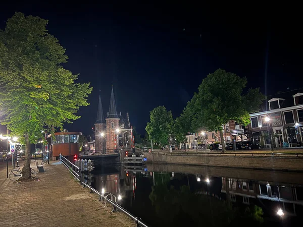 Waterpoort Night Sneek Friesland Netherlands — Stok fotoğraf