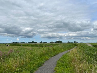 Bicycle path around Baard in Friesland the Netherlands