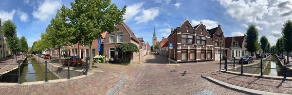 Panorama Canal Architecture Old City Franeker Friesland Netherlands — Foto Stock