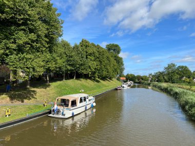 Boats at the bolwerk of Franeker in Friesland the Netherlands