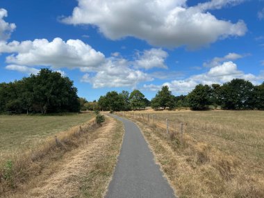 Hollanda Friesland 'da Hemelum çevresinde bisiklet yolu