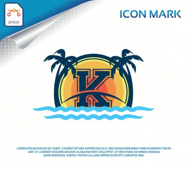 Beach logo with letter k premium vector