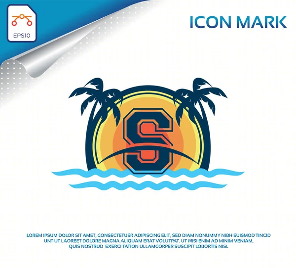 Beach logo with letter s premium vector