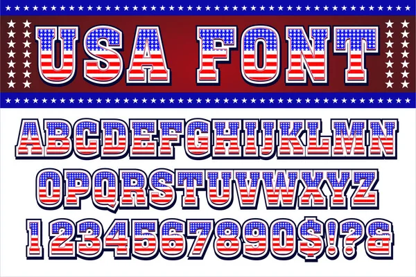 Amerikaans Modern Alfabet Typografie Kleurrijke Stijl Lettertype — Stockvector