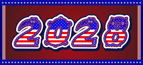 カラフルなアメリカの国旗スタイル2028 — ストックベクタ