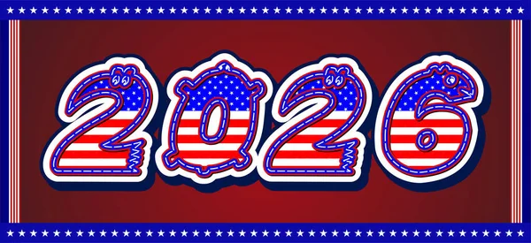 Kleurrijke Amerikaanse Vlag Stijl 2026 — Stockvector