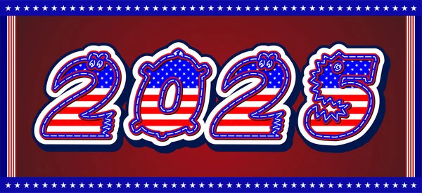Kleurrijke Amerikaanse Vlag Stijl 2025 — Stockvector