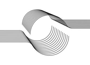 Beyaz arka planda ince siyah çizgilerin soyut çizgili deseni. Modern vektör arkaplanı