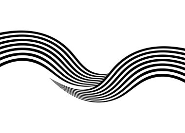 Beyaz arkaplandaki siyah çizgilerden soyut dalgalar. Modern vektör arkaplanı