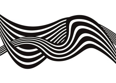 Beyaz arkaplandaki siyah çizgilerden soyut dalgalar. Modern vektör arkaplanı