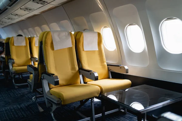 Passenger Airplane Seats Cabin Interior Commercial Airplane Seats Flight Economy — Zdjęcie stockowe