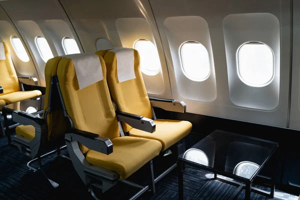 Passenger Airplane Seats Cabin Interior Commercial Airplane Seats Flight Economy — Zdjęcie stockowe