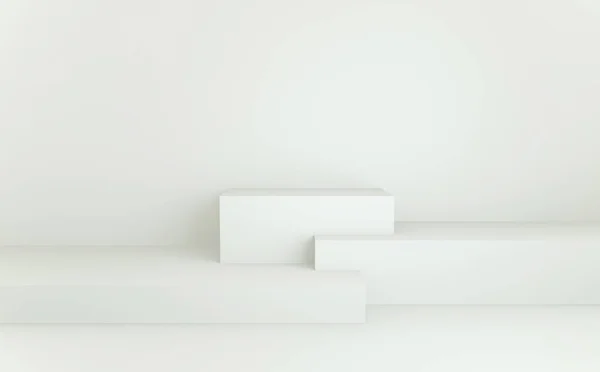 Białe Minimalne Abstrakcyjne Geometryczne Podium Renderowanie — Zdjęcie stockowe