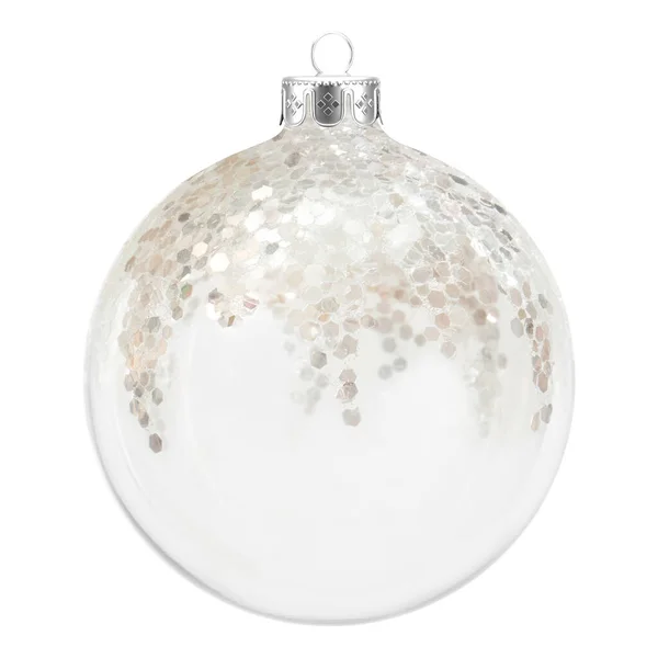 Boule Noël Transparente Avec Motif Isolé Sur Fond Blanc — Photo