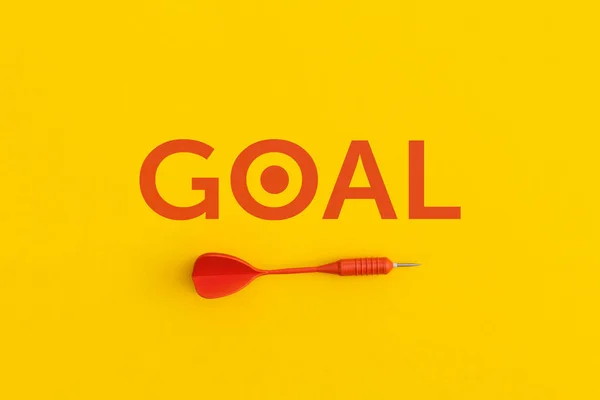 Dart Goal 이라는 단어는 노란색 배경에 있습니다 위에서 나막신 — 스톡 사진