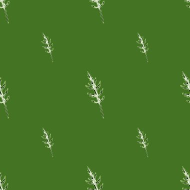 Yeşil arka planda kusursuz desenli roka salatası. Marullu basit bir süs. Kumaş için geometrik bitki şablonu. Tasarım vektörü illüstrasyonu.