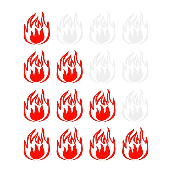 Pittige Hete Indicator Stijging Geïsoleerd Witte Achtergrond Sticker Vuur Voor — Stockvector