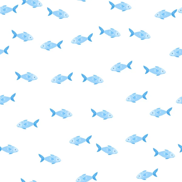 白底无缝鱼 简单的海洋动物装饰 织物的随机模板 设计矢量说明 — 图库矢量图片