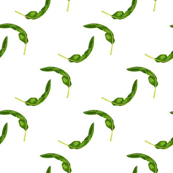 Бесшовный Рисунок Банановый Лист Белом Фоне Красивый Орнамент Летний Тропический — стоковый вектор
