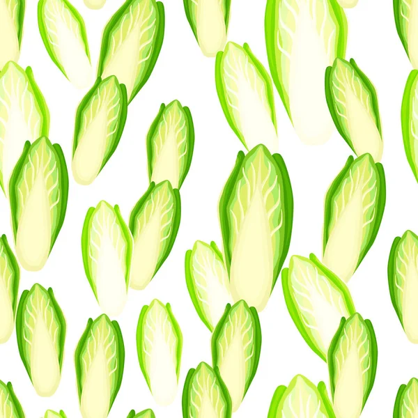 Бесшовный Рисунок Цикорий Капуста Белом Фоне Простое Украшение Салатом Растение — стоковый вектор