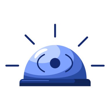 Mavi siren beyaz arka planda izole edilmiş. Polis memuru sinyali. Vektör illüstrasyon tasarımı.