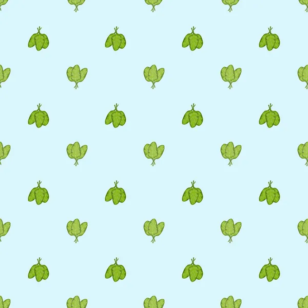 Безшовний Візерунок Пучок Салату Шпинату Яскраво Зеленому Тлі Простий Орнамент — стоковий вектор