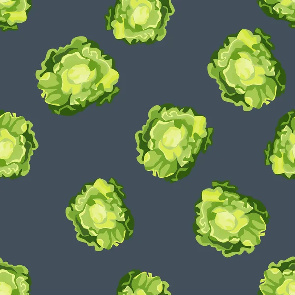 Nahtloses Muster Butterhead Salat Auf Grauem Hintergrund Einfache Zierde Mit — Stockvektor