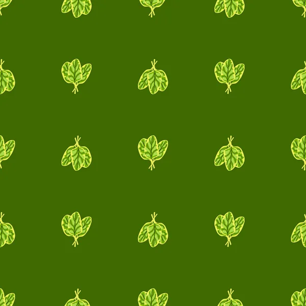 Seamless Pattern Bunch Spinach Salad Green Background Minimalistic Ornament Lettuce — Stock Vector