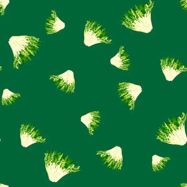 Naadloze Patroon Frisee Salade Teal Achtergrond Modern Ornament Met Sla — Stockvector