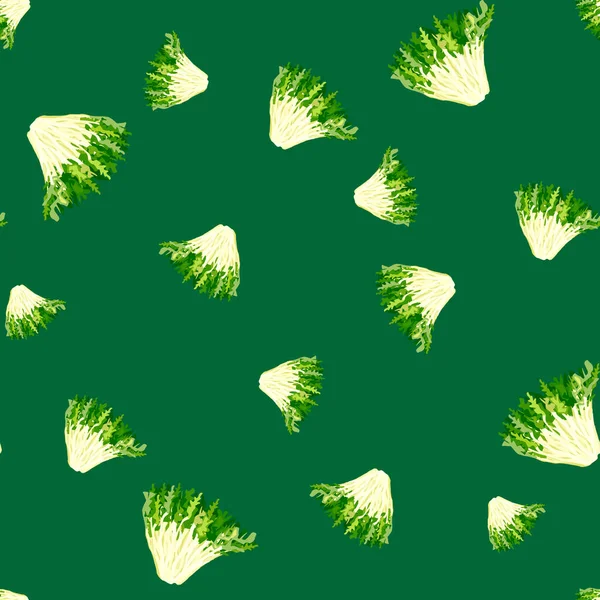 Ensalada Frisee Patrón Sin Costuras Sobre Fondo Verde Azulado Adorno — Vector de stock