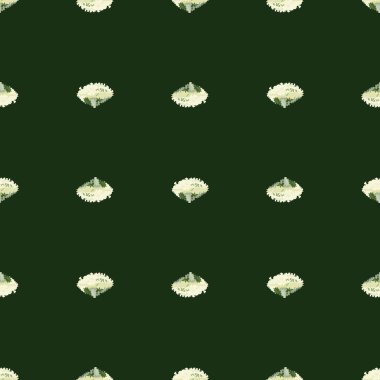 Koyu yeşil arka planda kusursuz Lola Rosa salatası. Marullu minimalizm süsü. Kumaş için geometrik bitki şablonu. Tasarım vektörü illüstrasyonu.