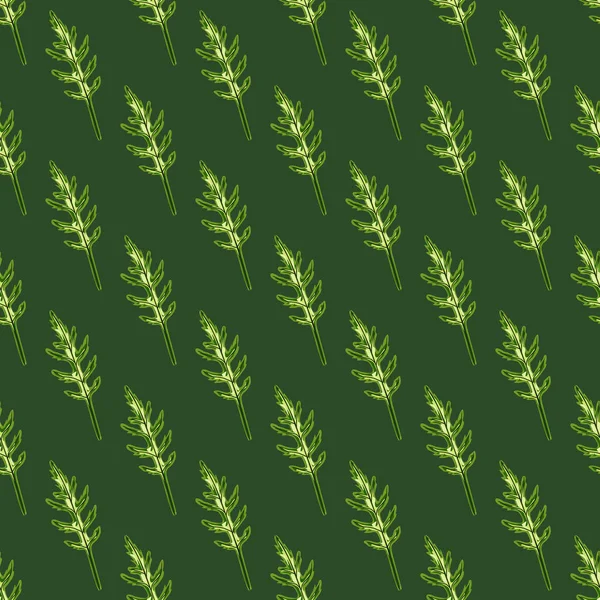 緑の背景にシームレスなパターンバンチアルグラサラダ レタスのモダンな装飾 ファブリック用幾何学的な植物テンプレート デザインベクトルイラスト — ストックベクタ