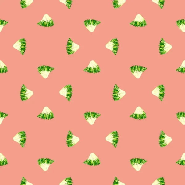 Seamless Pattern Frisee Salad Pastel Pink Background Minimalistic Ornament Lettuce — Stock Vector