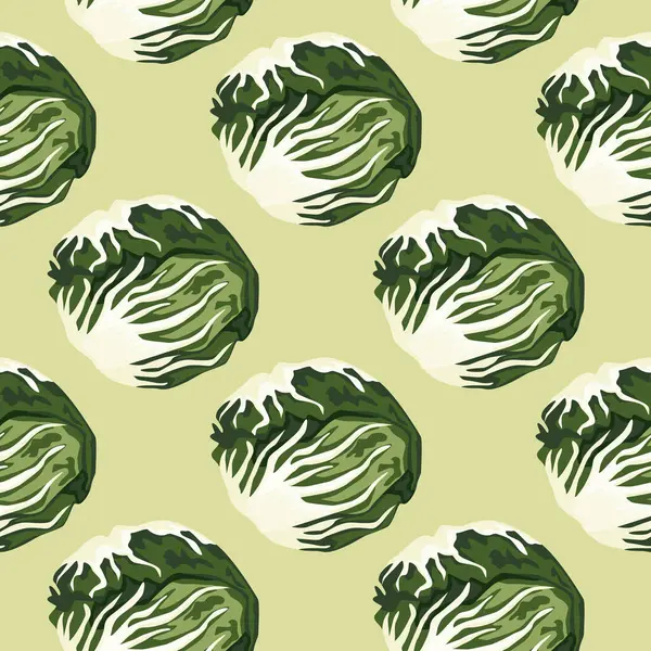 无缝图案的萝卜色拉在淡绿色的背景上 用莴苣做的现代装饰品 织物的对角植物模板 设计矢量说明 — 图库矢量图片