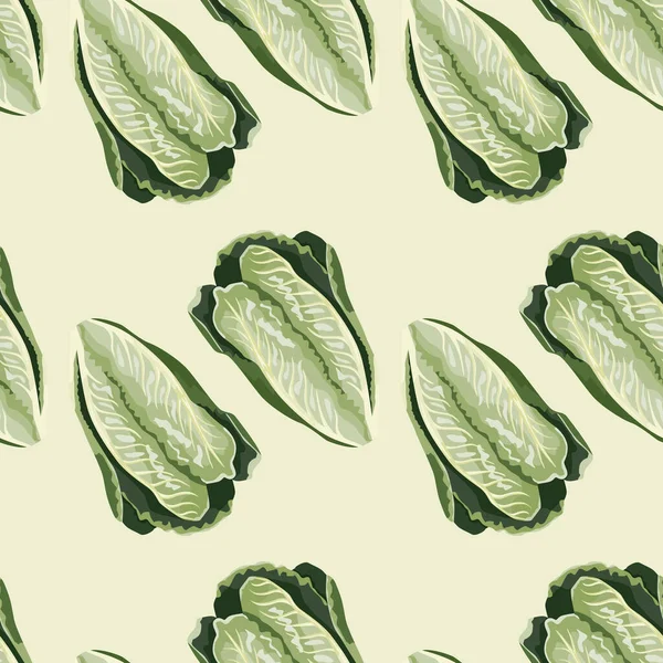 Salade Sans Couture Romano Sur Fond Beige Ornement Minimaliste Avec — Image vectorielle