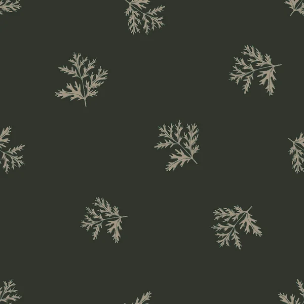Бесшовный Рисунок Полыни Темно Сером Фоне Красивое Растительное Украшение Случайный — стоковый вектор