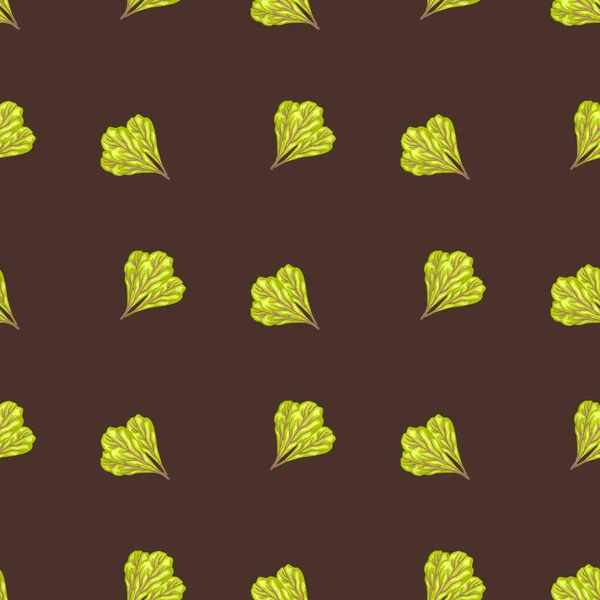 Nahtloser Musterbüschel Mangold Salat Auf Braunem Hintergrund Minimalistischer Schmuck Mit — Stockvektor