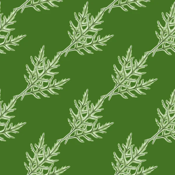 Modèle Sans Couture Bouquet Salade Roquette Sur Fond Vert Ornement — Image vectorielle