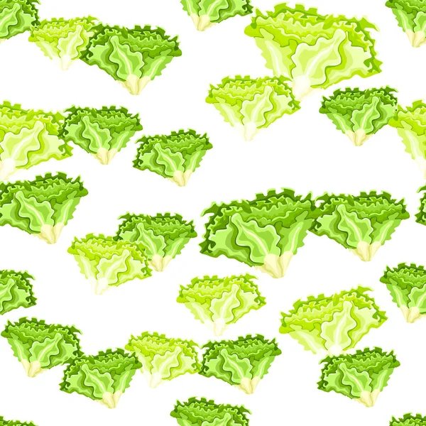 Seamless Pattern Batavia Salad White Background Modern Ornament Lettuce Random — Stock Vector