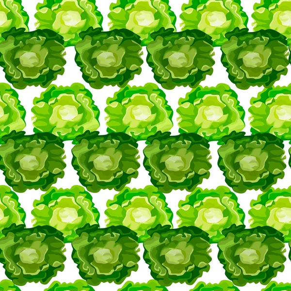 Nahtloses Muster Butterkopfsalat Auf Weißem Hintergrund Einfache Zierde Mit Salat — Stockvektor